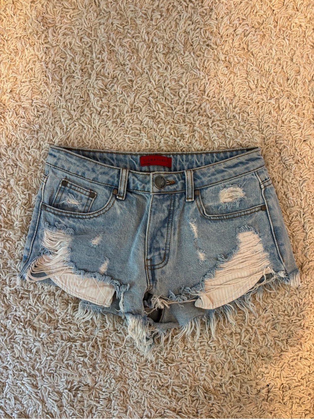 Light Blue Ripped Denim Shorts